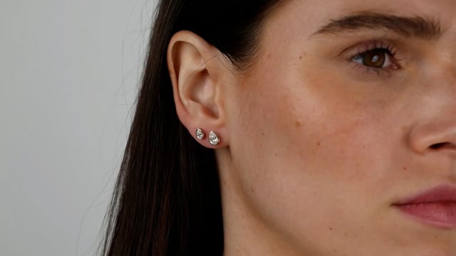 Bezel Set Pear Shape Studs - Video