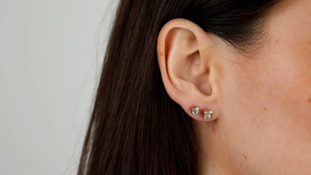 Bezel Set Asscher Cut Studs - Video