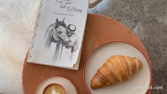 Croissant Coffee and Book