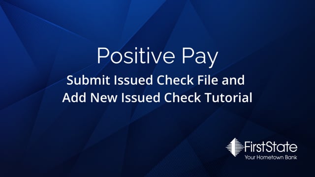 Submit Issued Check File, Add New Issued Check