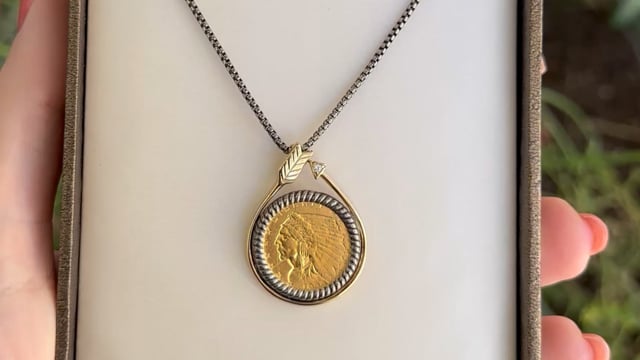 ★VINTAGE HOLLYWOOD★ Round Coin Necklace Angel Victory Medal With Sword, Bronze, Gold, Silver