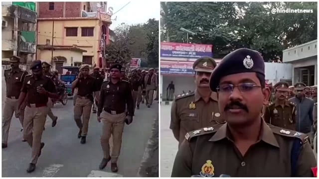 संभल की घटना को देखते हुए शहर में पुलिस अधीक्षक द्वारा किया गया रूट मार्च 