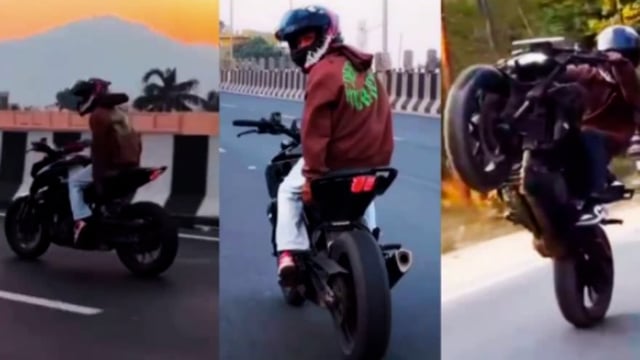 खतरनाक स्टंट करने वाले को पुलिस ने सिखाया सबक! स्पोर्ट्स बाइक की सीज! अकाउंट कराया डीलीट!