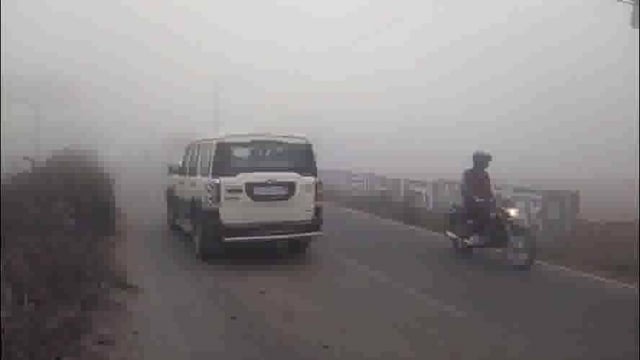 मथुरा में इस साल के पहले घने कोहरे ने थामी वाहनों की रफ़्तार, ठंड से बचाव करने को दिन भर अलावों का सहारा लेते रहे लोग। 