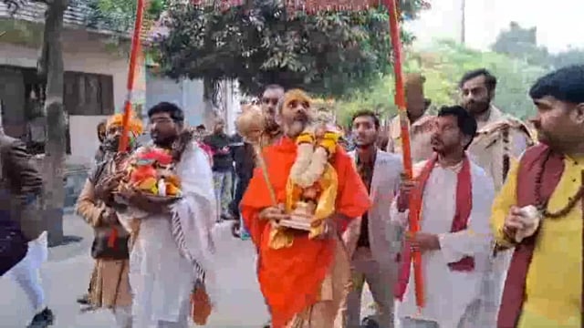 कर्नाटक किष्किंधा से निकली हनुमत रथ यात्रा पहुंची श्री कृष्ण जन्मभूमि की गई विशेष पूजा अर्चना