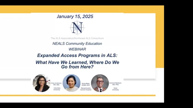 Expanded Access Programs in ALS:  What Have We Learned, Where Do We Go from Here? Screen Grab