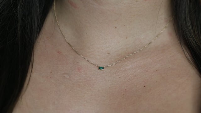 Gemstone Baguette Bezel Necklace - Video