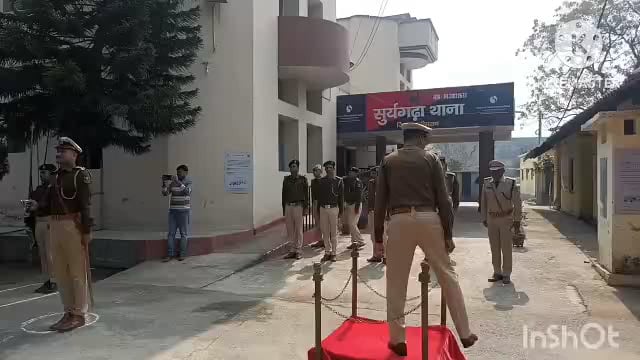 सूर्यगढ़ा थाने का निरीक्षण करने पहुंचे मुंगेर प्रक्षेत्र के पुलिस महानिरीक्षक राकेश कुमार जी।