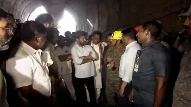 CM Revantareddy inspects rescue operation of workers trapped in Srisailam Left Bank Canal (SLBC) tunnel #Rescue