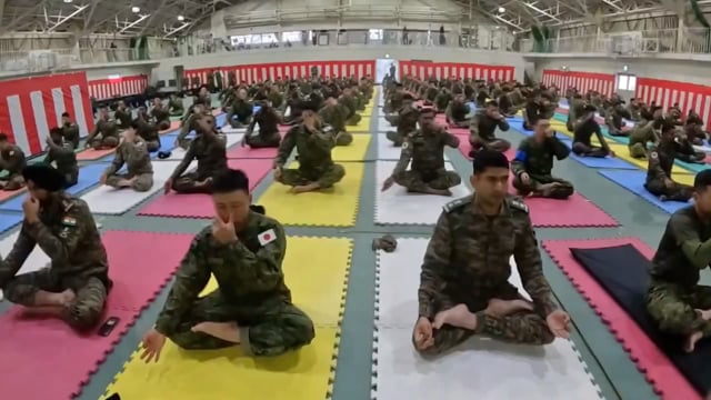As part of Exercise Dharma Guardian 2025, Indian and Japan Army soldiers perform yoga together #politics