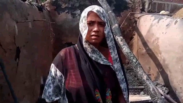 महेशगंज थाना क्षेत्र के घुईसीताली ऐमापुर में मंगलवार बीती रात उषा देवी पत्नी हरिश्चंद्र सरोज के घर में लगीआग 