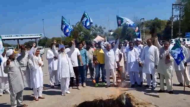 रोहतक: पंजाब के किसानों पर पुलिसिया कार्रवाई का असर अब हरियाणा के रोहतक जिले में भी देखने को मिला। किसानों ने आज रोहतक में भगवंत मान सरकार का पुतला फूंककर अपना विरोध जताया। किसानों ने आरोप लगाया कि पंजाब में किसानों के खिलाफ हो रही पुलिसिया कार्रवाई अत्याचार है और सरकार#politics