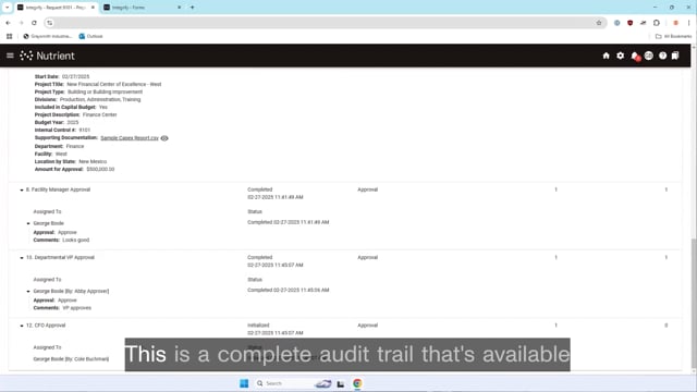 Nutrient Workflow's comprehensive audit trail
