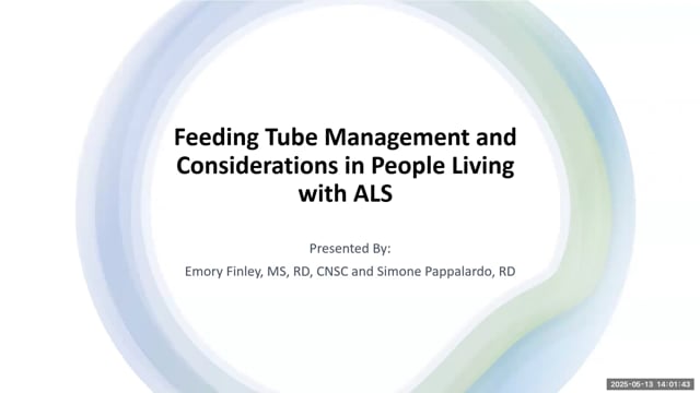 Feeding Tube Management and Consideration in People Living with ALS Screen Grab
