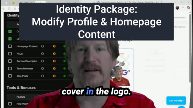 Identity Package Modify Profile Homepage