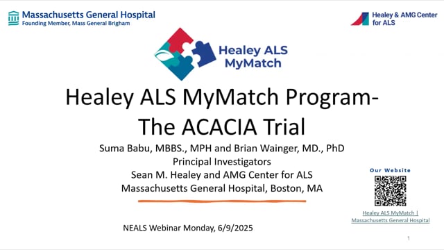 ALS MyMatch Webinar- ACACIA: Trial of Oral Digoxin in ALS Screen Grab