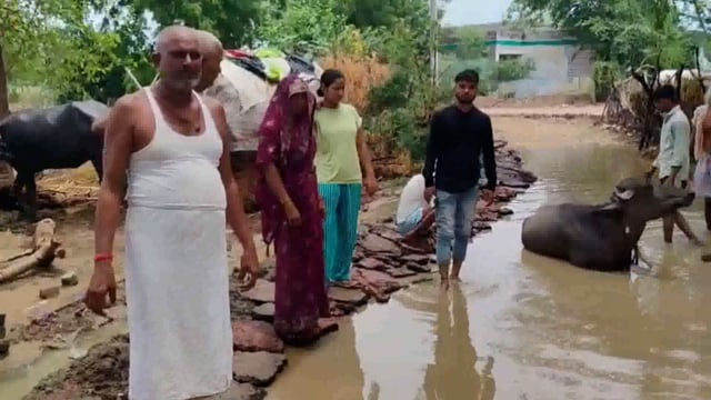 पिनाहट। ग्राम पंचायत रजोरा के उप गांव शिवलाल गुर्जा जल भराव के  कारण गांव लोग नरकीय जीवन जीने को मजबूर हैं।