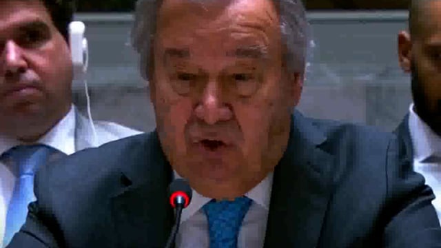 संयुक्त राष्ट्र महासचिव एंटोनियो गुटेरेस ने सुरक्षा परिषद के आपातकालीन सत्र में शांति की अपील की, भावुक संबोधन दिया
#International