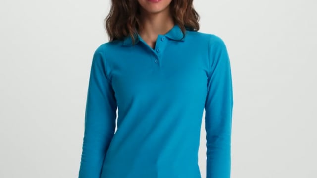 Polo publicitaire femme à manches longues avec côtes 220 gr/m² - Seto