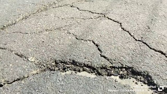 करोड़ों की लागत से नवीनीकृत राज्य मार्ग मे कई जगहों पर पड़ी दरारें 