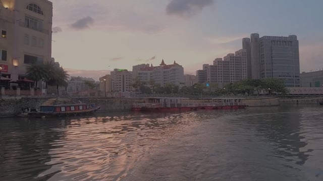 Virtual Boat Ride and Rowing Exercise Video in Singapore at Sunset and Twillight