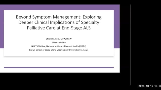 Beyond Symptom Management: Exploring Deeper Clinical Implications of Specialty Palliative Care at End-Stage ALS Screen Grab