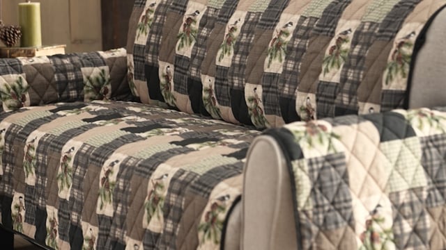 Vimeo video preview for Pinecones & Chickadees Patchwork Furniture Covers - 1152595311