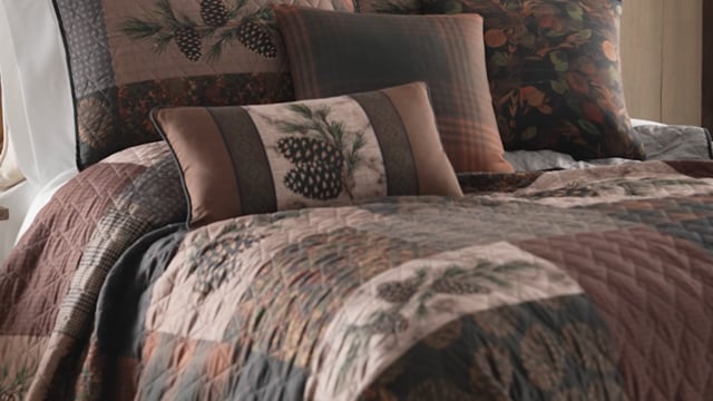 Vimeo video preview for Pinecone Haven Quilt Bedding Collection - 1152595434