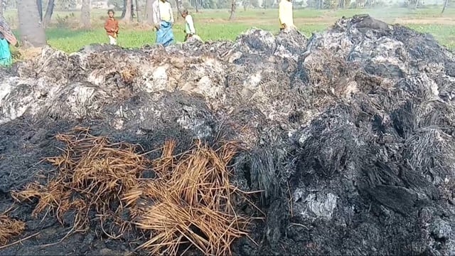 धान लगे नेवारी में लगी आग, लाखों का नुकसान, मुआवजे का किया मांग