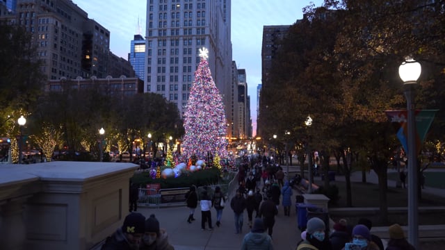 4K Virtual Walk at Christmas Chicago - USA