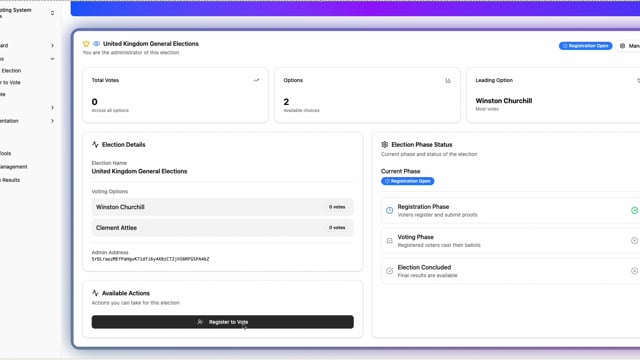Cloak Minster Ballot - Voting Interface