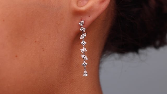 Mixed Fancy Shape Diamond Drop Earrings - Video