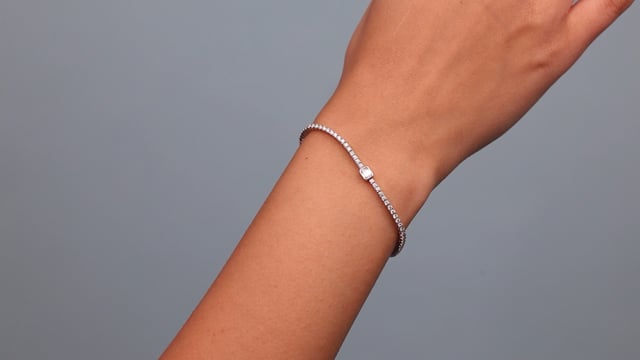 Tennis Bracelet with Bezel Set Emerald Cut Diamond - Video