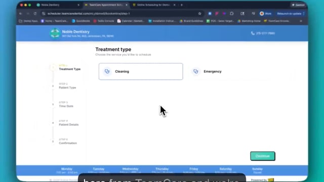TeamCare Online Scheduler demo