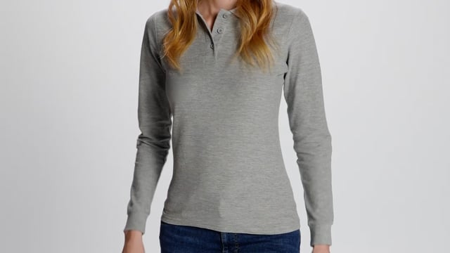 Video for Estrella langermet pikéskjorte for dame med logo