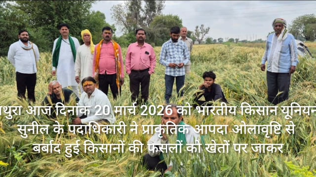 भारतीय किसानयूनियनसुनीलके वरिष्ठ पदाधिकारीजो प्राकृतिक ओलावृष्टि से जो नुकसान हुआ है मुहबजाकी मांग किया 