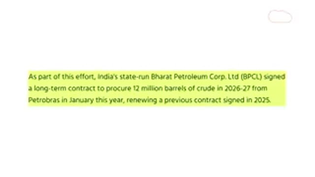 *Brazil ने खोला Huge Crude Oil का खजाना, बदले में मांगी India की Refining Power | Big Energy Deal*💫🇮🇳🇮🇳

ब्राजील ने भारत को बड़े स्तर पर क्रूड ऑयल सप्लाई करने का ऑफर दिया है और बदले में भारत की रिफाइनिंग एक्सपर्टीज मांग रहा है। यह डील भारत की ऊर्जा सुरक्षा और एक्सपोर्ट ग्रोथ के लिए गेमचेंजर साबित हो सकती है।
