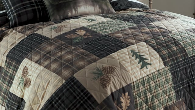 Vimeo video preview for Pinecone Plaid Quilt Bedding Collection - 1186260583