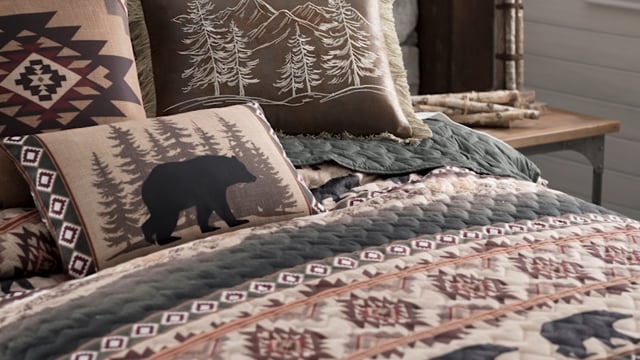 Vimeo video preview for Black Bear Summit Quilt Bedding Collection - 1186261071