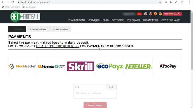 Cómo depositar en Orbit Exchange vía Bet-Football