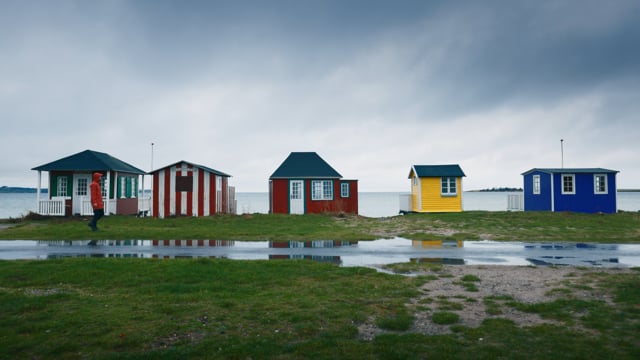 Vesterstrand badehuse i regnvejr