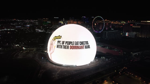 Cheetos animation on the Las Vegas Sphere Exosphere, by Nongravital