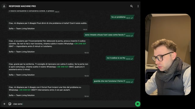 Chatbot WhatsApp · Assistenza in loco