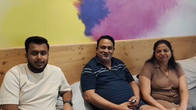 Dhruv with his parents in Europe video testimonial