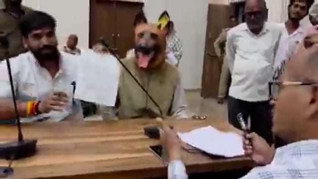 मध्य प्रदेश के खंडवा में आवारा कुत्तों के आतंक से परेशान एक व्यक्ति अनोखे अंदाज में कुत्ते का कॉस्ट्यूम पहनकर कलेक्ट्रेट पहुंच गया। व्यक्ति ने इस तरीके से प्रशासन का ध्यान आवारा कुत्तों की समस्या की ओर आकर्षित किया और समस्या के समाधान की मांग की।