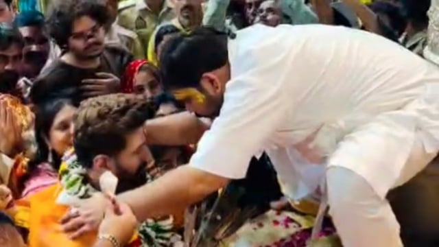 केंद्रीय मंत्री चिराग पासवान ने सपरिवार सहित ठाकुर बांके बिहारी के किए दर्शन।