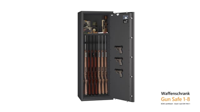 Waffenschrank EN 1143-1 Gun Safe  0 / 1-8 für 8 Langwaffen - Video Vorschau