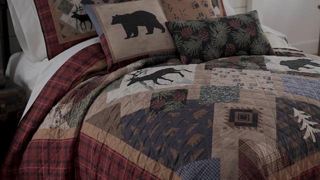 Vimeo video preview for Cabin Pine Patchwork Quilt Bedding Collection - 1225323730