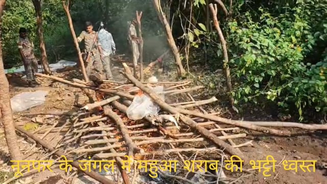 नूंनफर के जंगल में महुआ शराब की संचालित भट्टी ध्वस्त, धंधेबाज फरार