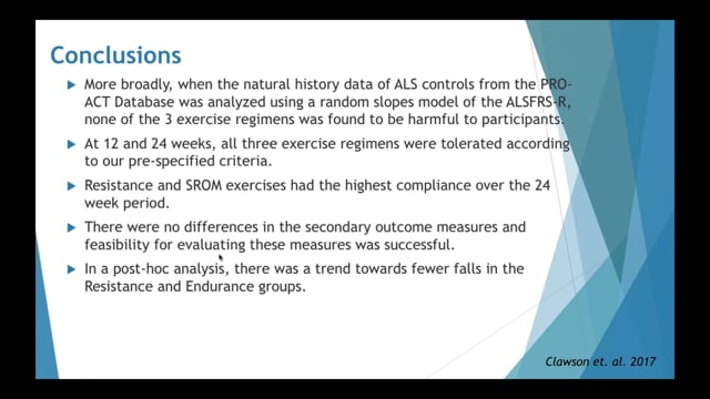 A Randomized Controlled Trial of Resistance and Endurance Exercise in Amyotrophic Lateral Sclerosis Screen Grab